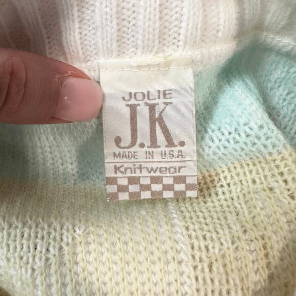 Vintage 80's 90’s Pastel Winter Sweater Chunky Knit Ugly Christmas Crew Neck - Picture 9 of 11